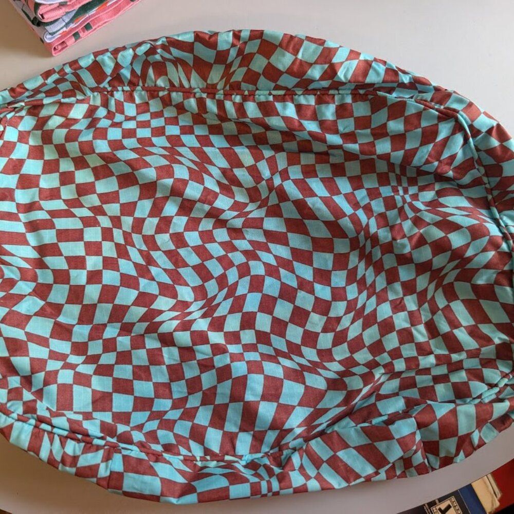 BAGGU Teal Trippy Checker Packing Cube